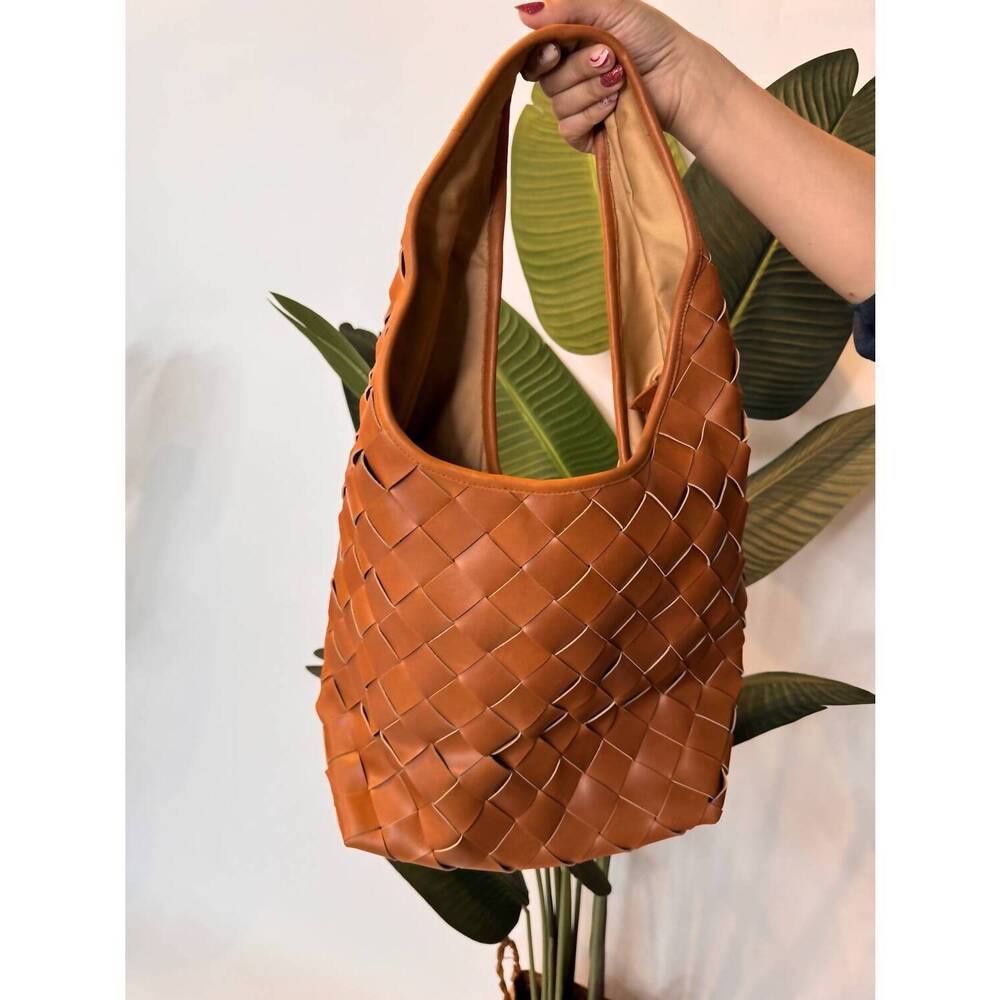 NEW SOLE woven leather bag in brown